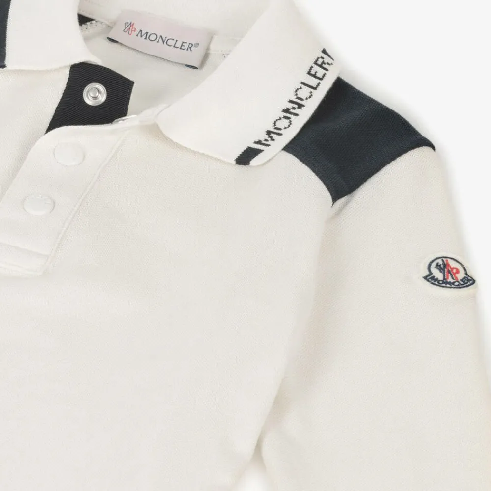Moncler Enfant Tops*Boys Ivory Cotton Polo Shirt