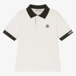 Moncler Enfant Tops*Boys Ivory Cotton Polo Shirt