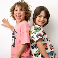 Rock Your Baby Tops*Boys Ivory Cotton Race Car Shirt