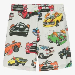 Rock Your Baby Shorts*Boys Ivory Cotton Race Car Shorts