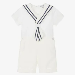 Beatrice amp; George Outfit Sets*Boys Ivory Cotton Sailor Buster Suit