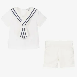 Beatrice amp; George Outfit Sets*Boys Ivory Cotton Sailor Buster Suit