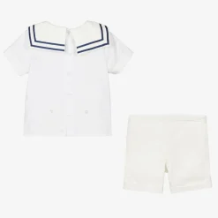 Beatrice amp; George Outfit Sets*Boys Ivory Cotton Sailor Buster Suit