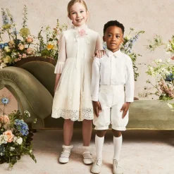 Beatrice amp; George Traditional Shoes|Brogues*Boys Ivory Lace-Up Leather Shoes