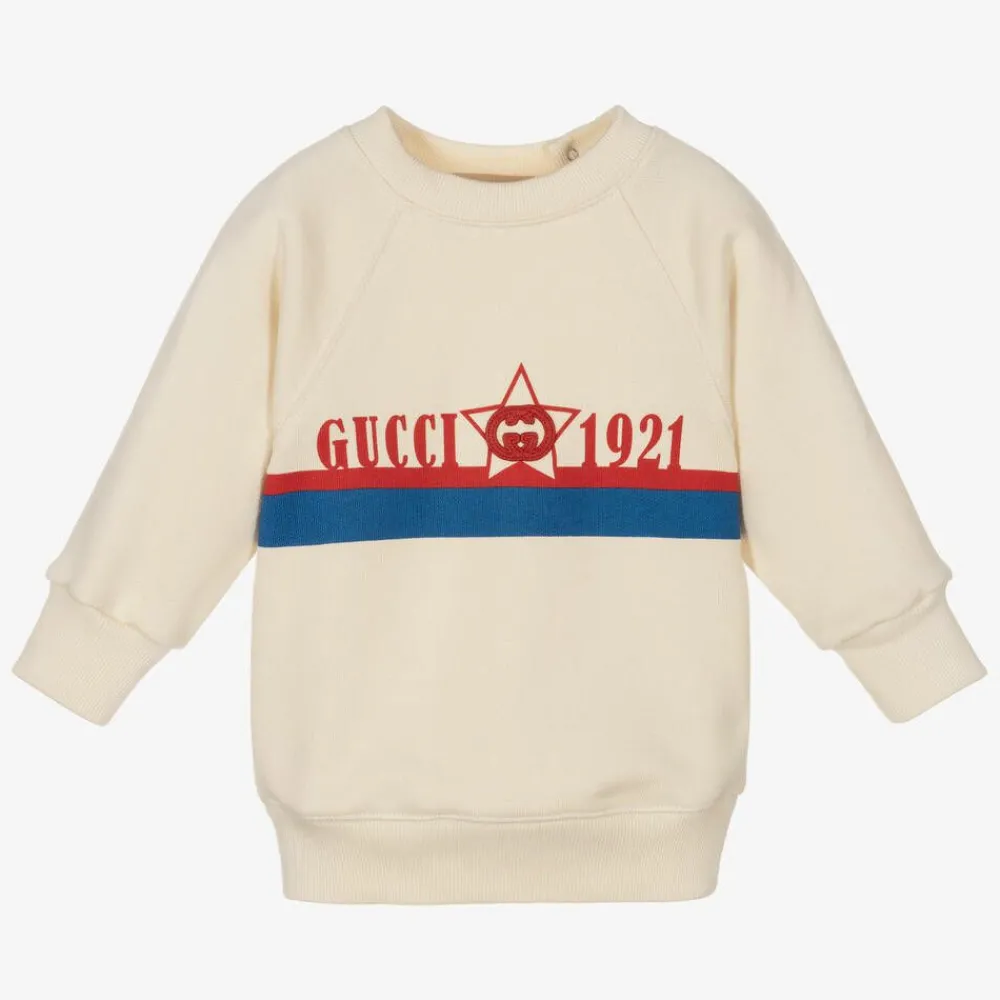 Gucci Tops*Boys Ivory Logo Sweatshirt