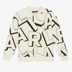 KARL LAGERFELD KIDS Tops*Boys Ivory Organic Cotton Sweatshirt