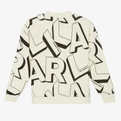 KARL LAGERFELD KIDS Tops*Boys Ivory Organic Cotton Sweatshirt