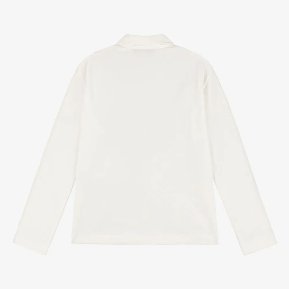 Roberto Cavalli Tops*Boys Ivory RC Monogram Cotton Polo Shirt