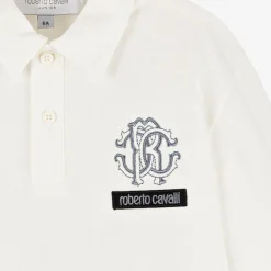Roberto Cavalli Tops*Boys Ivory RC Monogram Cotton Polo Shirt
