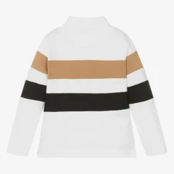 Mayoral Tops*Boys Ivory Stripe Cotton Polo Shirt