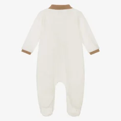 BOSS Babysuits*Boys Ivory Velour Babygrow