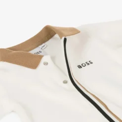 BOSS Babysuits*Boys Ivory Velour Babygrow