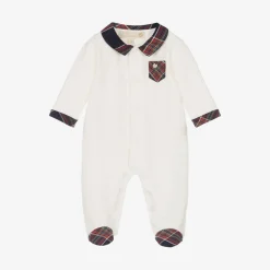 Pureté Du... Bébé Babysuits*Boys Ivory Velour Babygrow