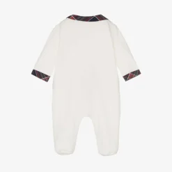 Pureté Du... Bébé Babysuits*Boys Ivory Velour Babygrow