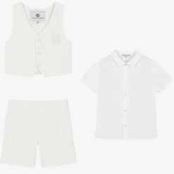 Beatrice amp; George Suits|Suits*Boys Ivory Viscose Shorts Suit