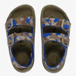 Birkenstock Sandals*Boys Khaki Green & Blue Camouflage Sandals