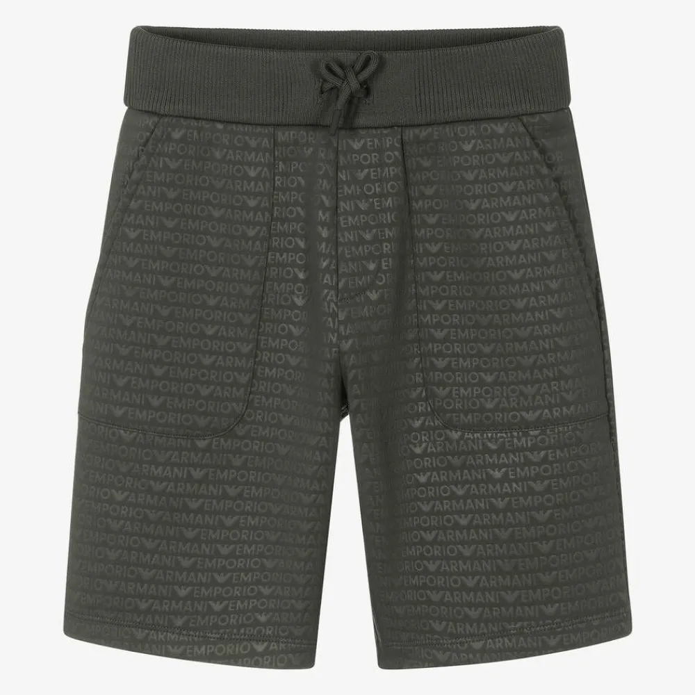Emporio Armani Shorts*Boys Khaki Green Cotton Jersey Shorts