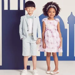 Beau KiD Suits*Boys Light Blue Stripe Cotton Shorts Suit