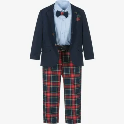 Beau KiD Suits*Boys Navy Blue & Red Tartan Suit