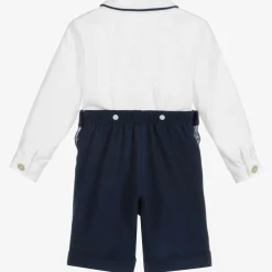 Ancar Outfit Sets*Boys Navy Blue & White Cotton Buster Suit