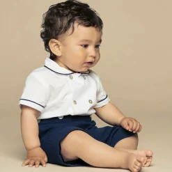 Ancar Outfit Sets|Outfit Sets*Boys Navy Blue & White Cotton Buster Suit