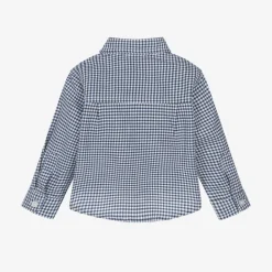 Dr. Kid Tops*Boys Navy Blue Check Cotton Shirt