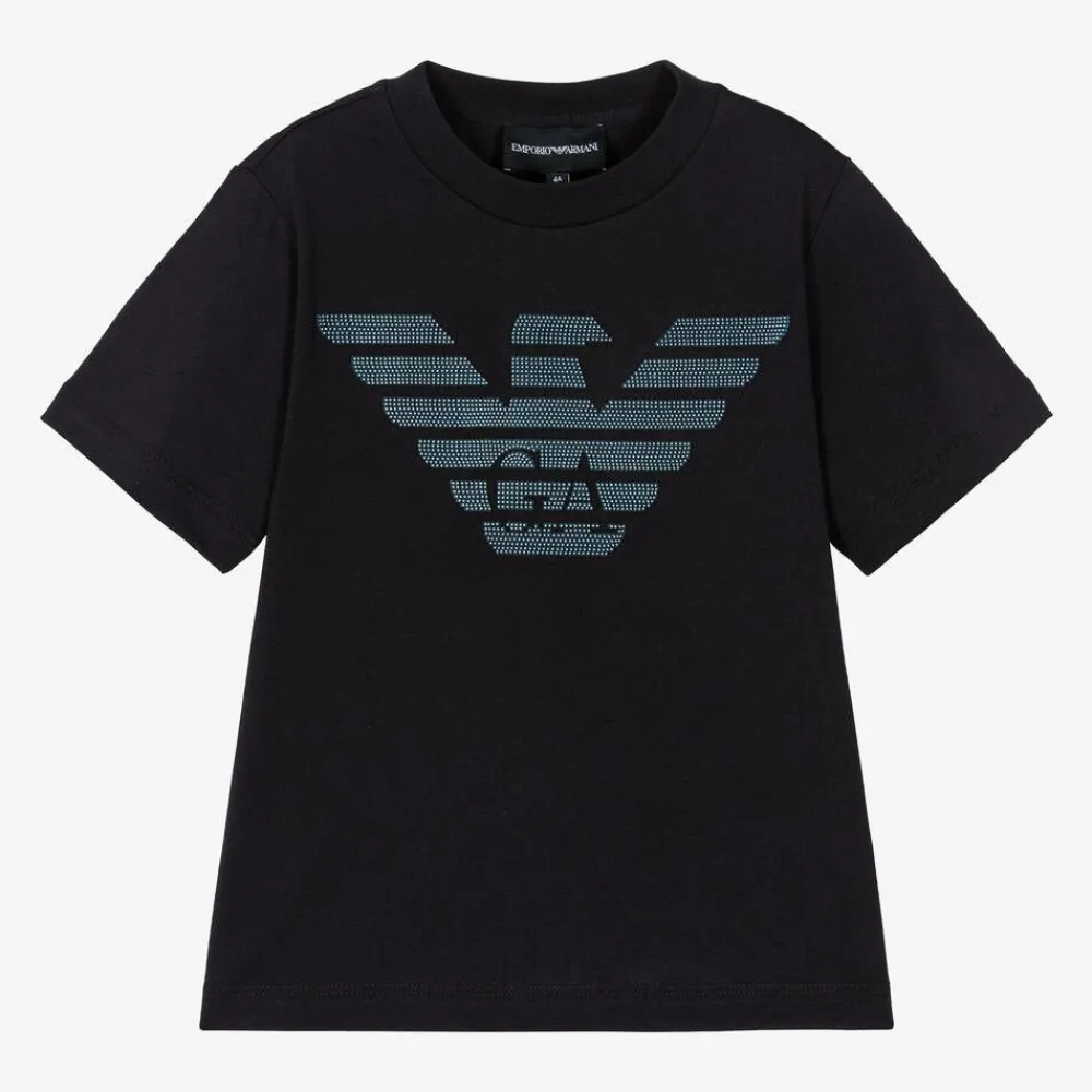 Emporio Armani Tops*Boys Navy Blue Cotton Eagle T-Shirt