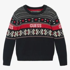 Guess Tops*Boys Navy Blue Cotton Knit Jumper