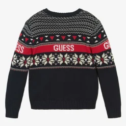 Guess Tops*Boys Navy Blue Cotton Knit Jumper