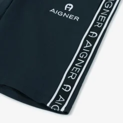 AIGNER Shorts*Boys Navy Blue Cotton Logo Tape Shorts