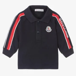 Moncler Enfant Tops*Boys Navy Blue Cotton Piqué Polo Top
