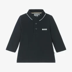 BOSS Tops*Boys Navy Blue Cotton Polo Shirt
