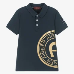 AIGNER Tops*Boys Navy Blue Cotton Polo Shirt