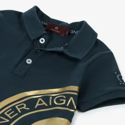 AIGNER Tops*Boys Navy Blue Cotton Polo Shirt