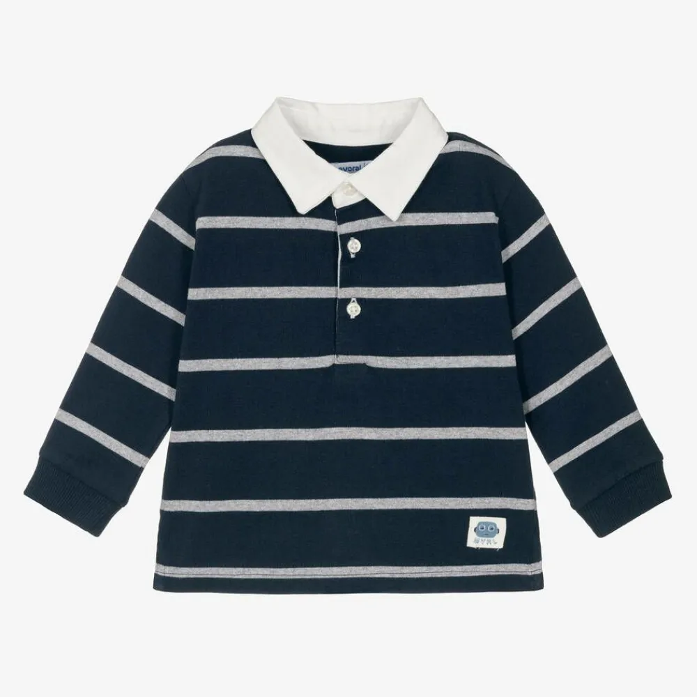 Mayoral Tops*Boys Navy Blue Cotton Rugby Shirt