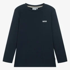 BOSS Tops*Boys Navy Blue Cotton Top
