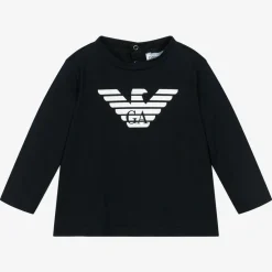 Emporio Armani Tops*Boys Navy Blue Cotton Top