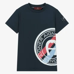 AIGNER Tops*Boys Navy Blue Cotton T-Shirt