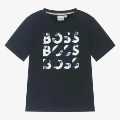 BOSS Tops*Boys Navy Blue Cotton T-Shirt