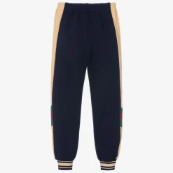 Gucci Trousers*Boys Navy Blue Cotton Web Joggers