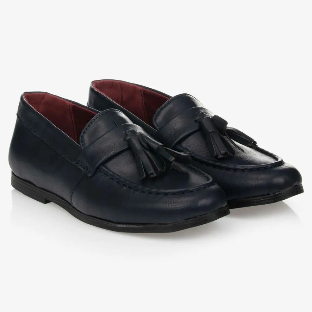 Romano Loafers & Moccasins|Loafers & Moccasins*Boys Navy Blue Faux Leather Loafers