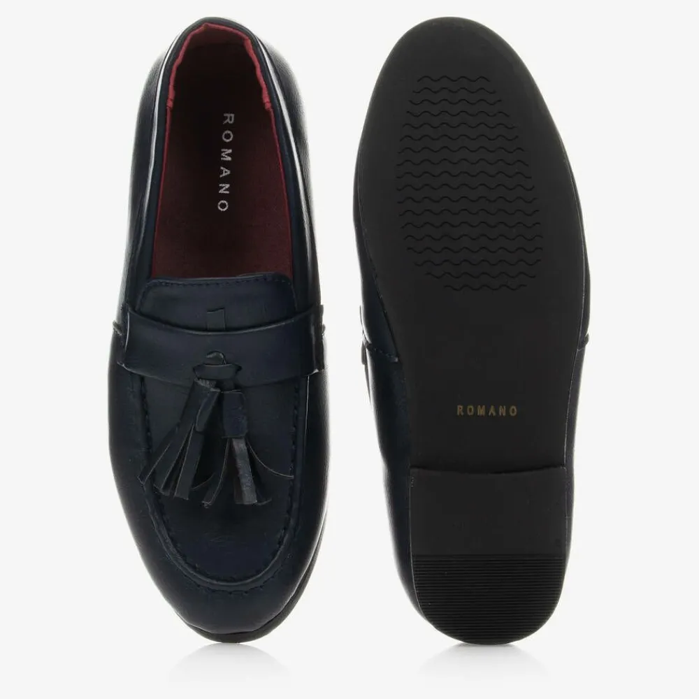 Romano Loafers & Moccasins|Loafers & Moccasins*Boys Navy Blue Faux Leather Loafers