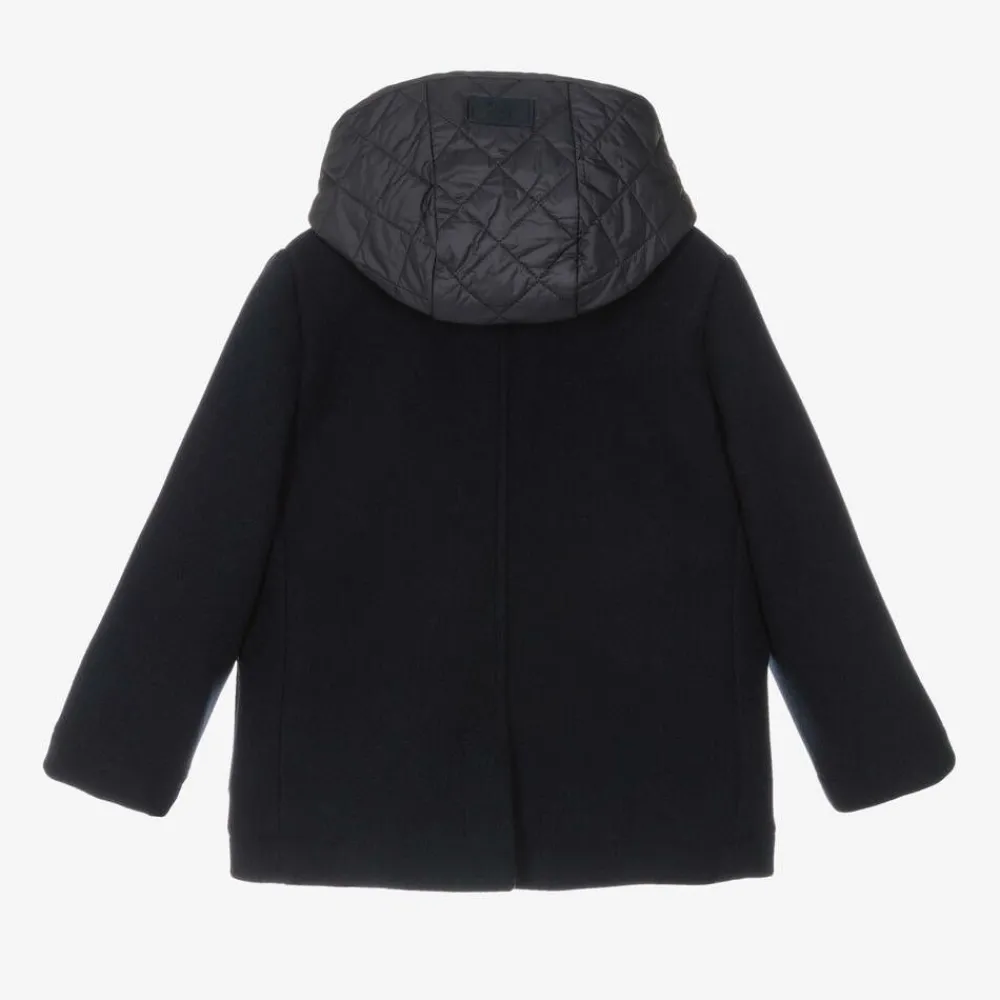 Il Gufo Coats & Jackets*Boys Navy Blue Felted 2-in-1 Coat