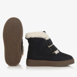 Donsje Boots*Boys Blue Leather Boots Navy