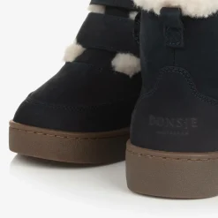 Donsje Boots*Boys Blue Leather Boots Navy