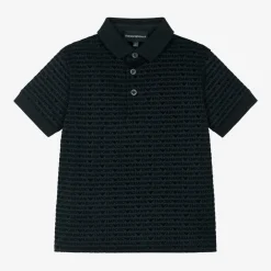 Emporio Armani Tops*Boys Navy Blue Logo Pattern Polo Shirt