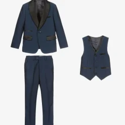 Romano Suits*Boys Navy Blue Satin Suit