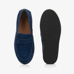 Age of Innocence Traditional Shoes|Loafers & Moccasins*Boys Navy Blue Suede Leather Loafers