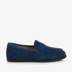 Age of Innocence Traditional Shoes|Loafers & Moccasins*Boys Navy Blue Suede Leather Loafers