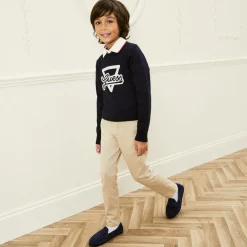 Age of Innocence Traditional Shoes|Loafers & Moccasins*Boys Navy Blue Suede Leather Loafers